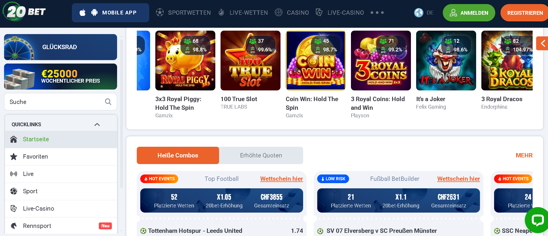 20bet Casino Screenshot 2026