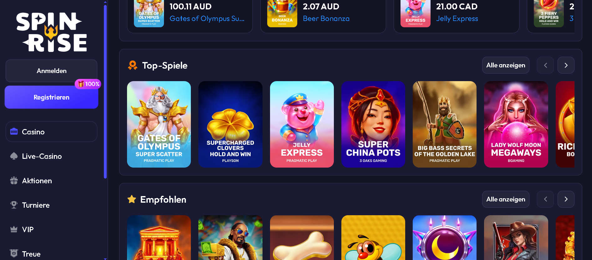 Spinrise Casino Screenshot 2026